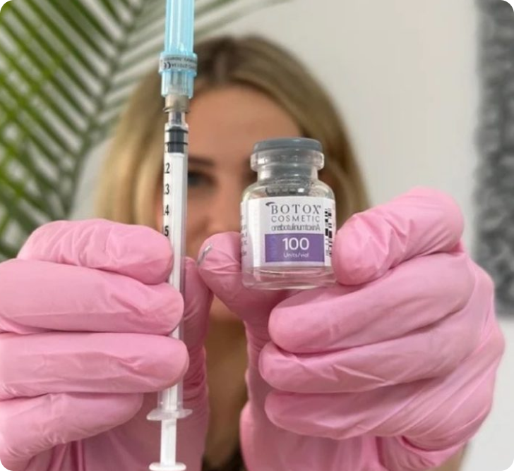 physician with a bottle of botox and a syringe
