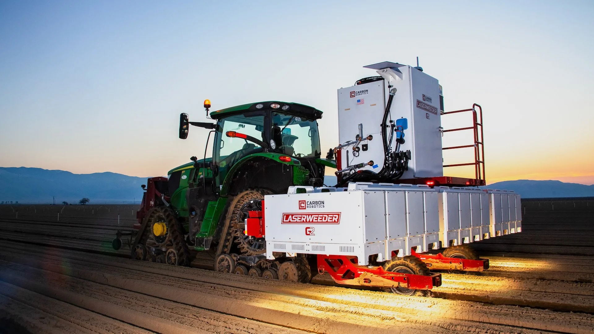 Large farming machine in field