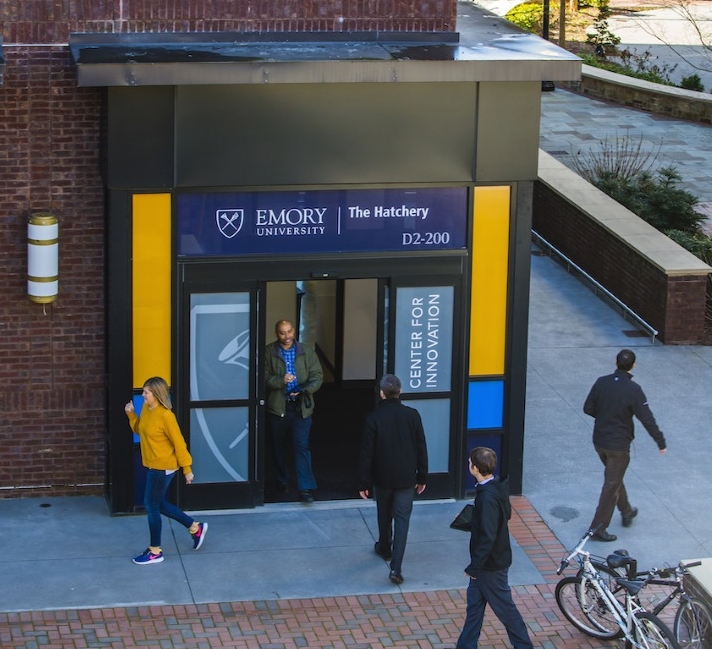 Students going into the Hatchery building