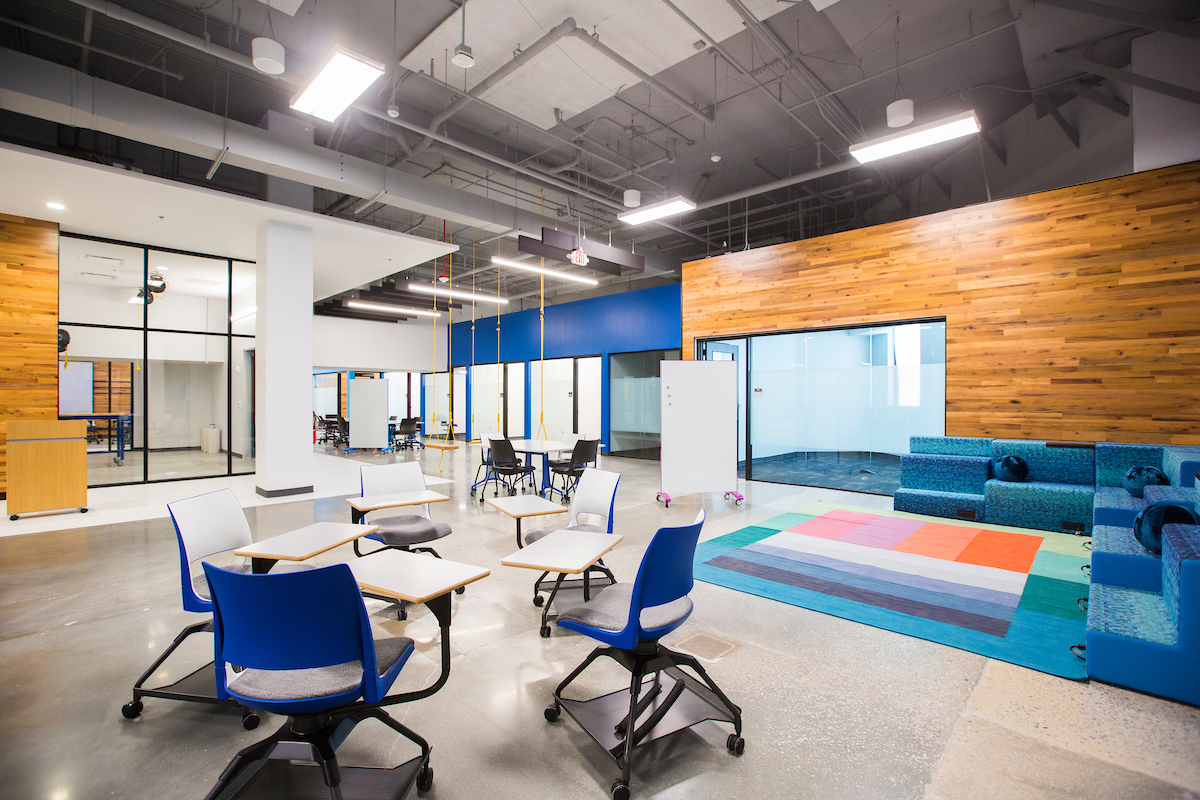 Open office areas in the hatchery building